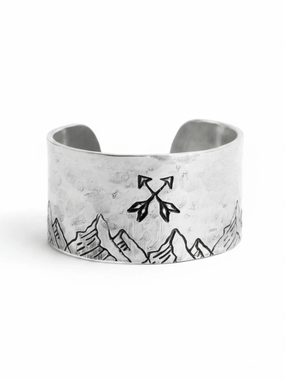 Handmade Mountain & Arrow hypoallergenic adjustable wide cuff ring
